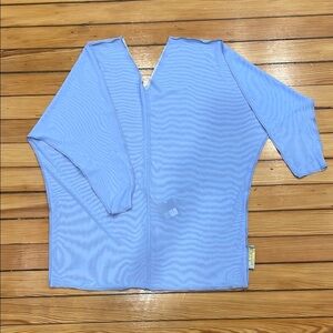 Light Blue V-Neck Long Sleeve Coverup
